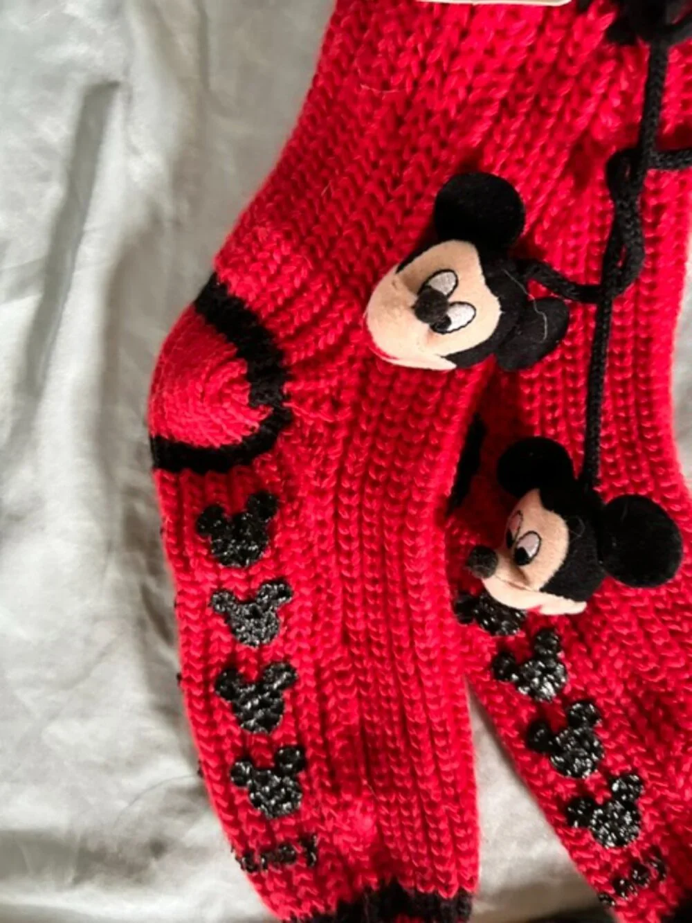 NEW disney red mickey mouse gripper cozy socks 9 -11 womens